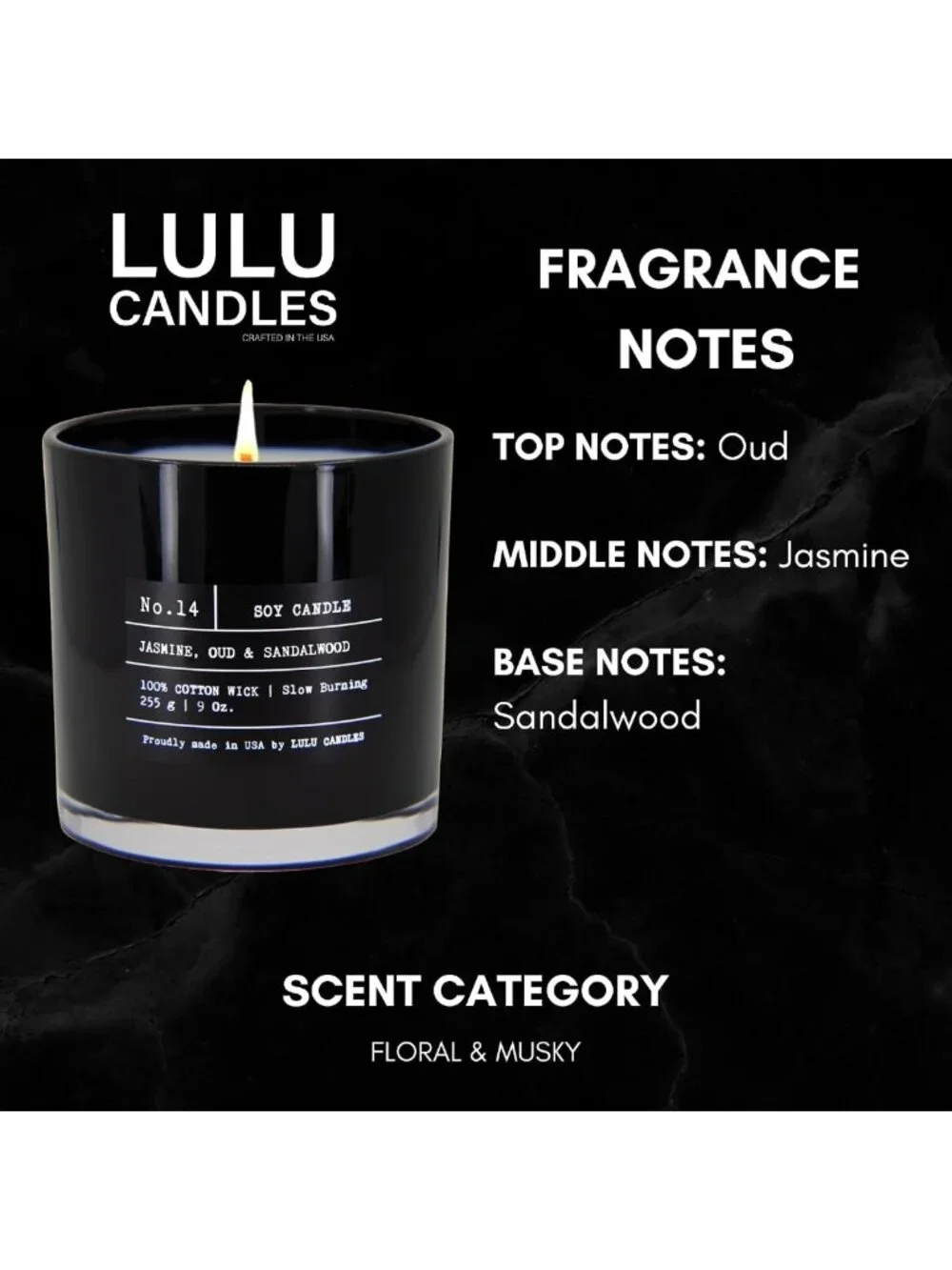 Luxury Scented Soy Candles | Jasmine Oud Sandalwood | Hand Poured 9oz 2-Pack